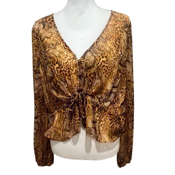 NWT L'AGENCE Multi Animal Printed Drawstring Blouse size medium - Picture 5 of 12